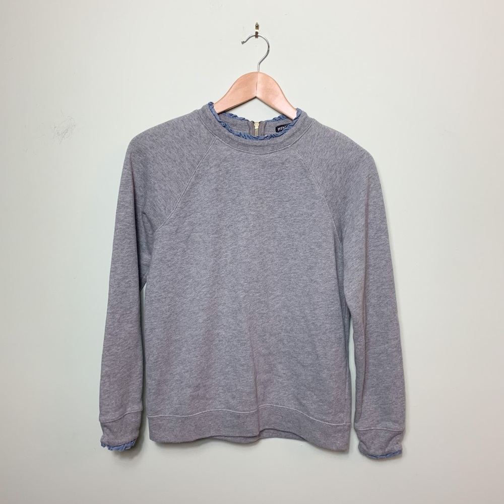 J Crew Mercantile Sweatshirt Chambray Ruffle Hem